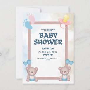 Cute Baby Shower Invitation Sweet Pastel Design