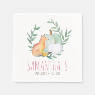 Cute Baby Shower Napkins Watercolor Pumpkin