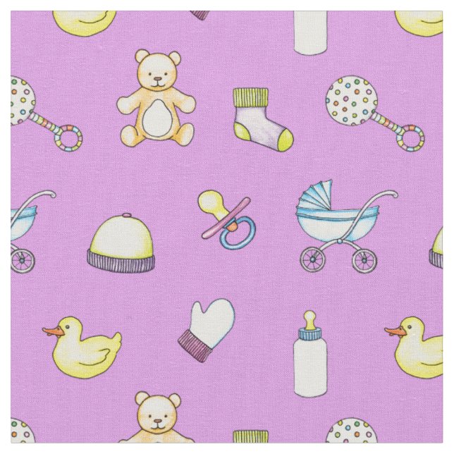 Cute baby shower pattern fabric (Close Up)