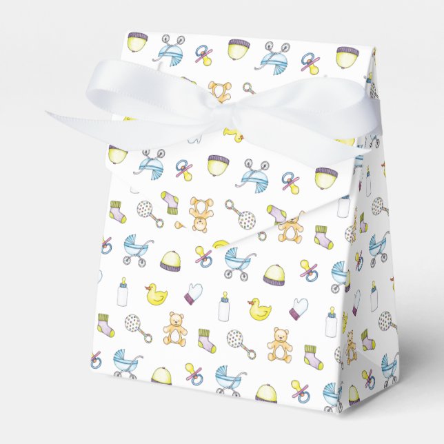 Cute baby shower pattern favour box (Front Side)