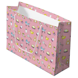 Cute baby shower pattern large gift bag