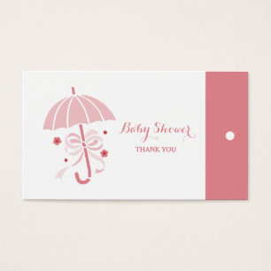 Cute Baby Shower Pink Umbrella Thank You Hang Tags