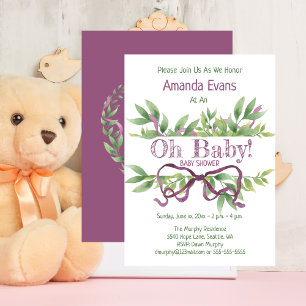 Cute Baby Shower Purple   Invitation