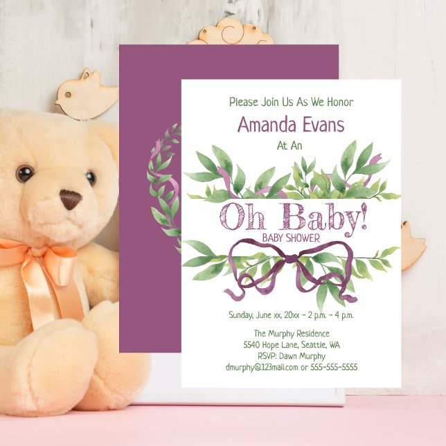 Cute Baby Shower Purple   Invitation (Cute Baby Shower Purple Invitation)
