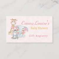 Cute Baby Shower Safari Animals Gift Registry