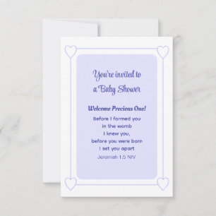 Cute Baby Shower Soft Blue Christian Simple Invitation
