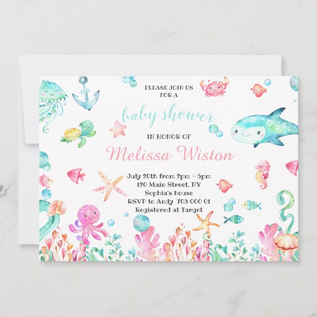 Cute Baby Shower Under the Sea Summer Invitation (Front)
