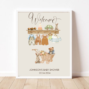 Cute Baby Shower Welcome Boho Nursery Theme Poster