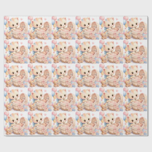 Cute Baby Shower Wrapping Paper Tumble Watercolo
