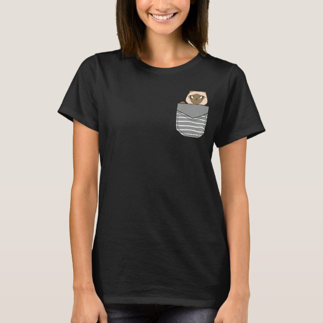 Cute Baby Siamese Cat In Pocket T-Shirt (Front)