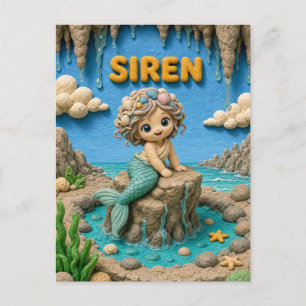 Cute Baby Siren, Mythical Postcard