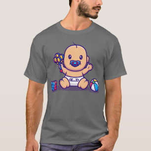 Cute Baby Sitting And Playing Toys T-Shirt