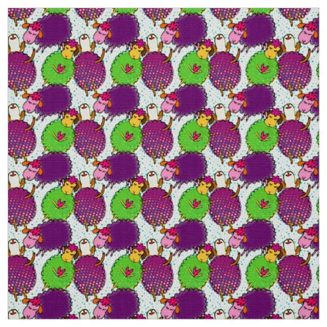 Cute baby sleeping sheep doddles fabric (Swatch)