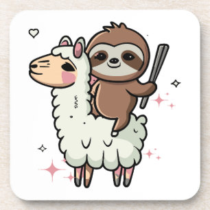 Cute Baby Sloth and Llama Coaster