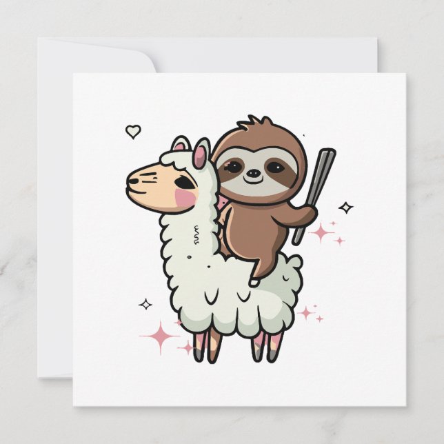 Cute Baby Sloth and Llama  Invitation (Front)