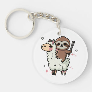 Cute Baby Sloth and Llama  Key Ring