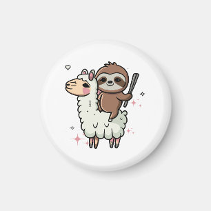 Cute Baby Sloth and Llama Magnet