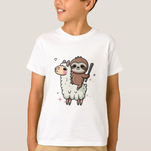 Cute Baby Sloth and Llama  T-Shirt