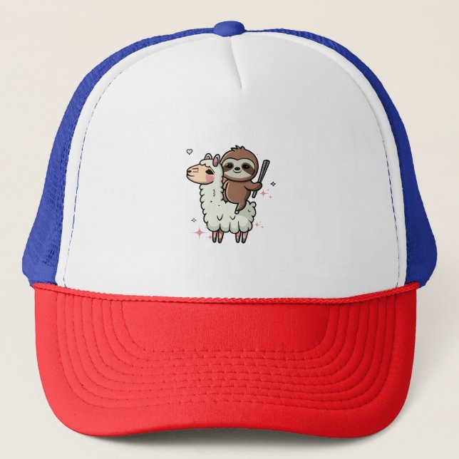Cute Baby Sloth and Llama  Trucker Hat (Front)