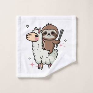 Cute Baby Sloth and Llama  Wash Cloth