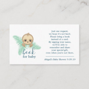 Cute Baby Sloth Book Request Baby Shower Enclosure Card