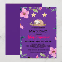 Cute Baby sloth colourful flower baby shower party