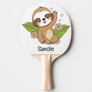 Cute Baby Sloth Custom Name Ping Pong Paddle