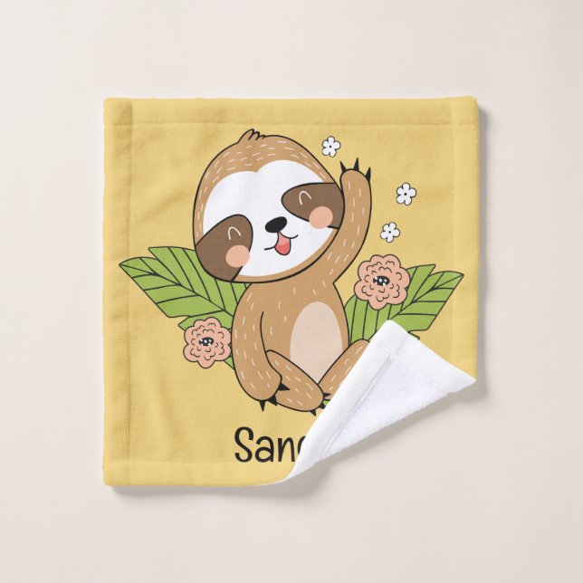 Cute Baby Sloth Custom Name        Wash Cloth (Wash Cloth)