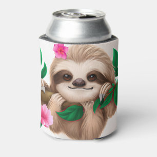 Cute Baby Sloth Hanging in a Tree  Can Cooler