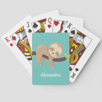 Cute Baby Sloth Kawaii Animal Illustration Teal