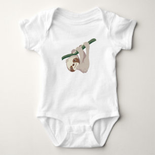 Cute Baby Sloth on a Branch Baby Bodysuit