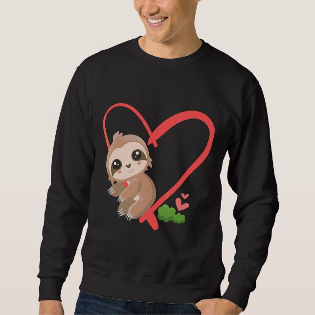 Cute Baby Sloth Valentines Day Sloth Sweatshirt (Front)