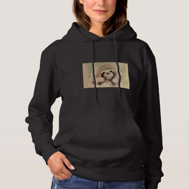 Cute Baby Sloth Watercolor South America Wildlife  Hoodie (Front)