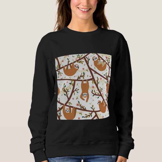 Cute Baby Sloth With Mum Scoop Sweatshirt (Front)