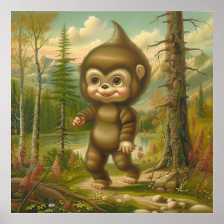 Cute baby squatch sasquatch bigfoot poster