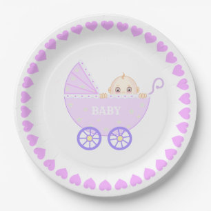 Cute Baby Stroller Paper Plate