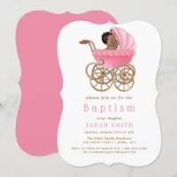 Cute Baby Stroller Pram Pink Baptism Christening