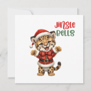 Cute Baby Tiger cub Christmas Illustration Holiday Card