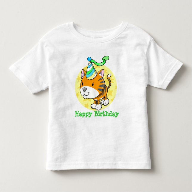Cute Baby Tiger Cub Happy Birthday  T-Shirt (Front)