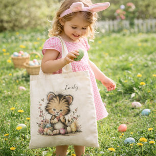Cute Baby Tiger Easter Illustration  Tote Bag