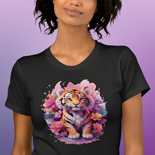 Cute Baby Tiger in Flowers T-Shirt (Creator Uploaded)