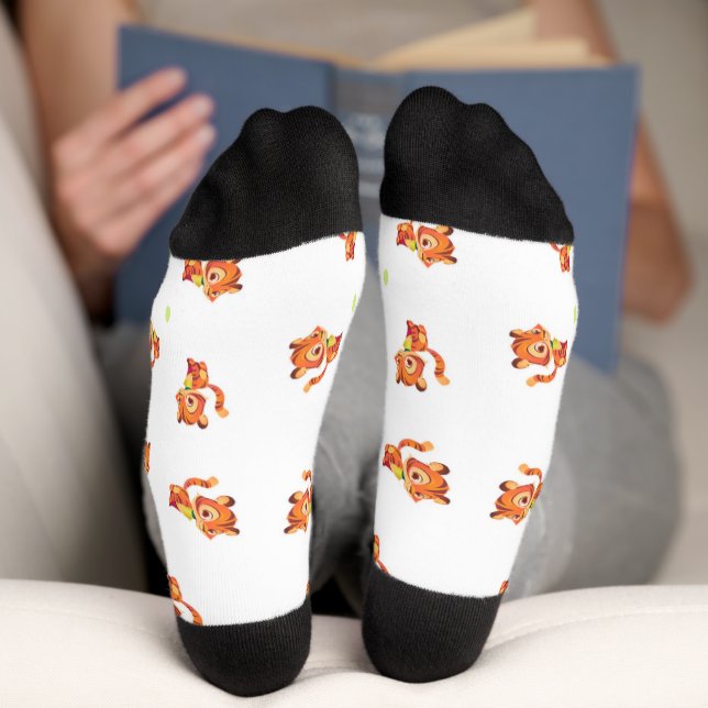 Cute baby tiger on white socks (Bottom)
