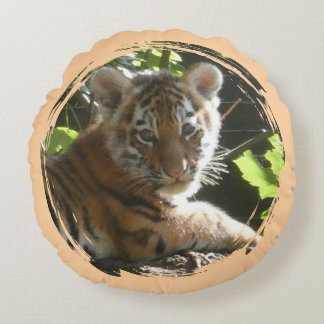 Cute Baby Tiger Round Pillow