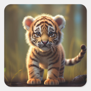 Cute Baby Tiger Square Sticker
