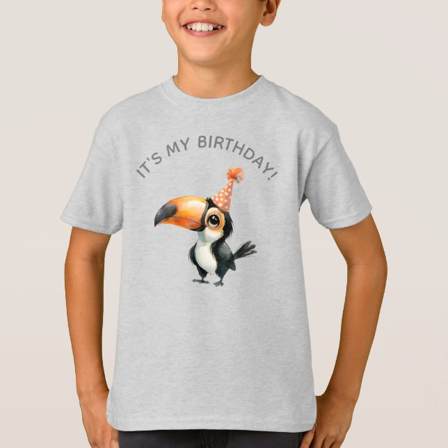 Cute baby toucan kid’s birthday celebration  T-Shirt (Front)