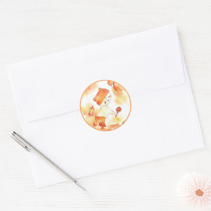 Cute Baby & Toys Orange Watercolor 1st Birthday Classic Round Sticker