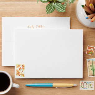 Cute Baby & Toys Orange Watercolor 1st Birthday Envelope