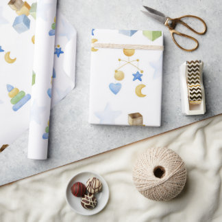 Cute Baby Toys Pattern Watercolor Baby Shower Wrapping Paper