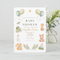 Cute Baby Toys Watercolor Baby Shower