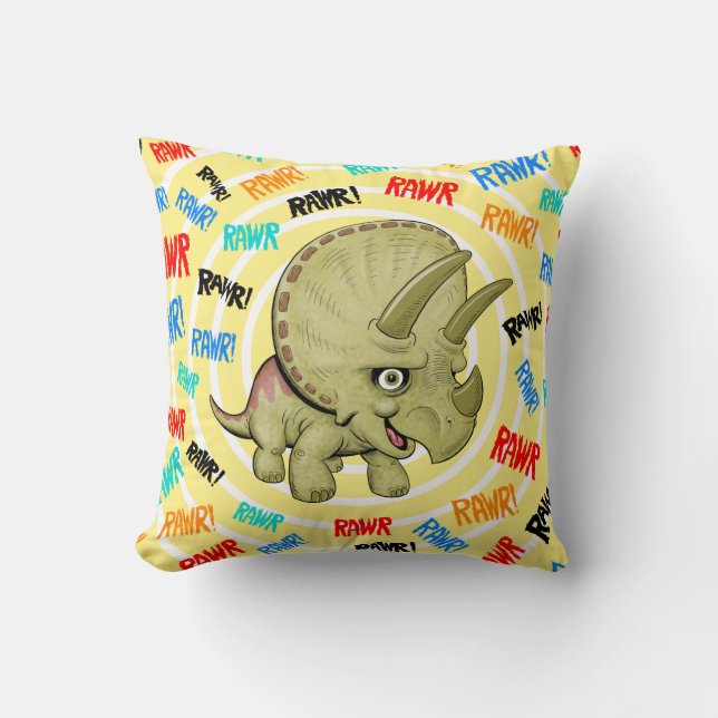 Cute Baby Triceratops RAWR Pillow (Front)